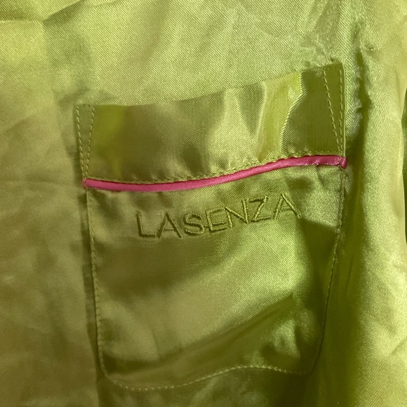 Vintage Y2K La Senza Lime Green Silky Button Down Oversized Top - Picture 4 of 5